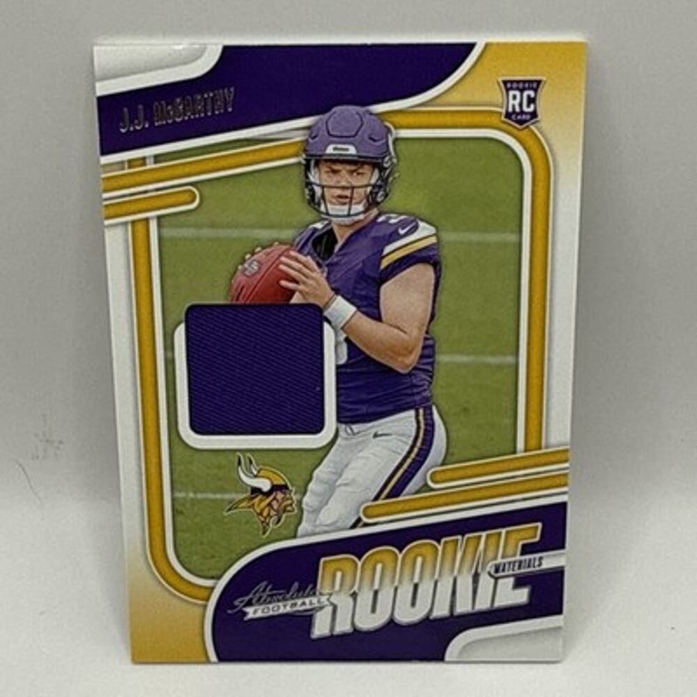 J.J. McCarthy 2024 Panini Absolute Football RC Patch Rookie Materials Vikings
